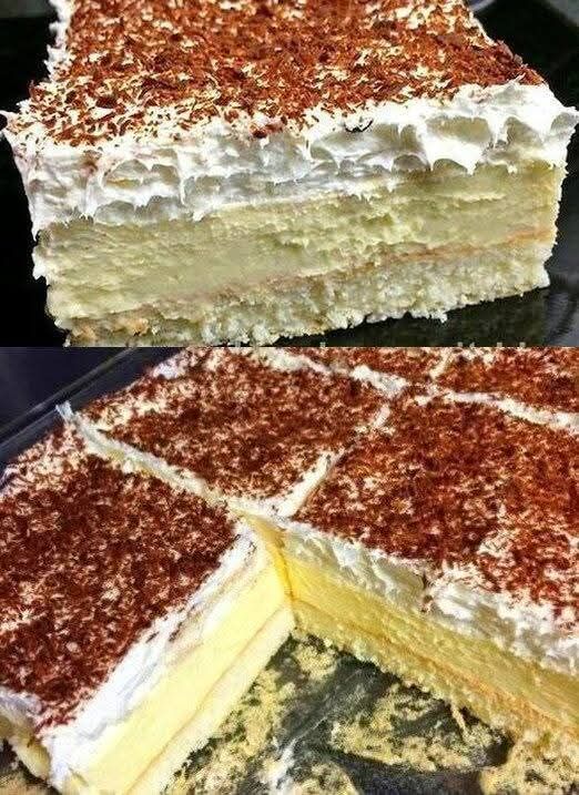 Vanilla cream cake without baking with 2 packs of pudding powder