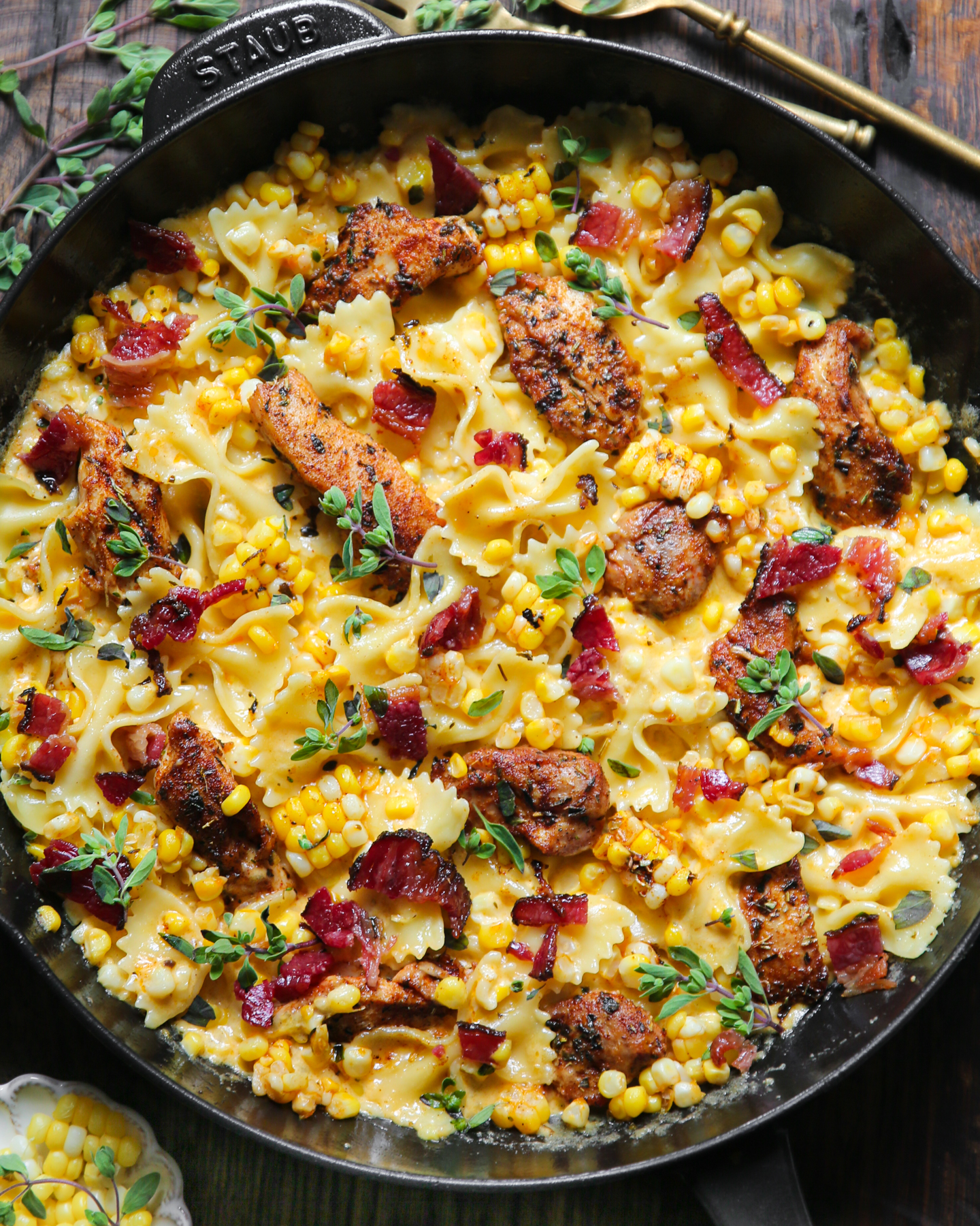 Creamy Chicken and Corn Pasta with Bacon