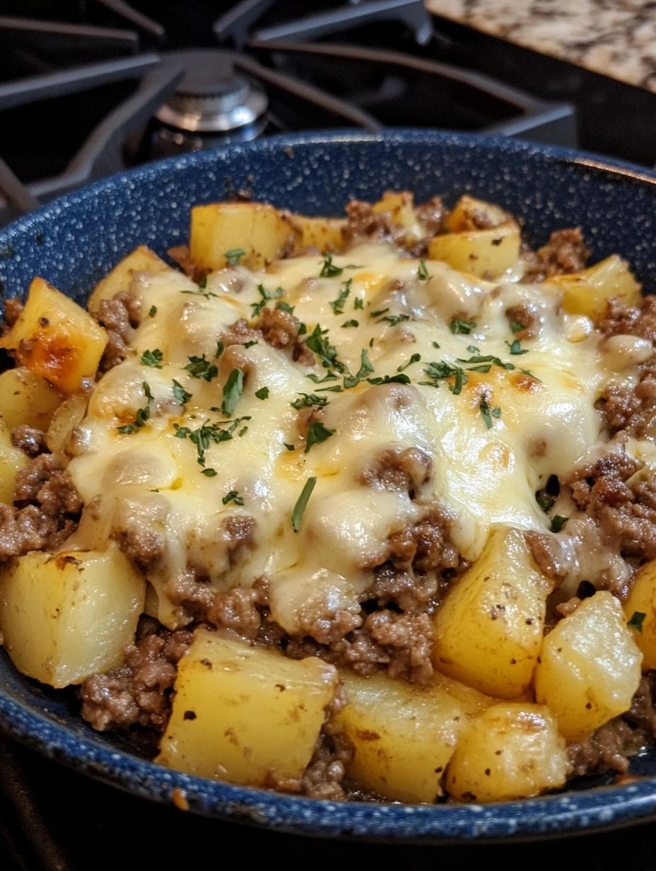 cheesy, and comforting beef and potato skillet