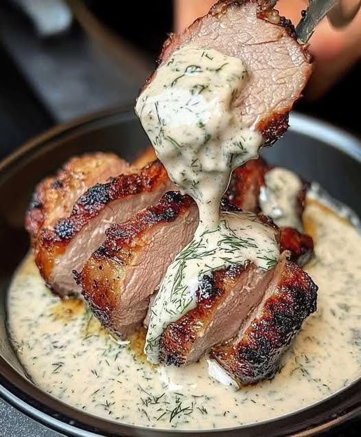 Grilled Pork Loin with Creamy Dill Sauce