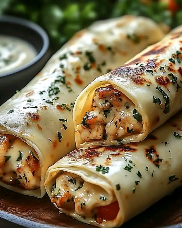 Cheesy Garlic Chicken Wraps