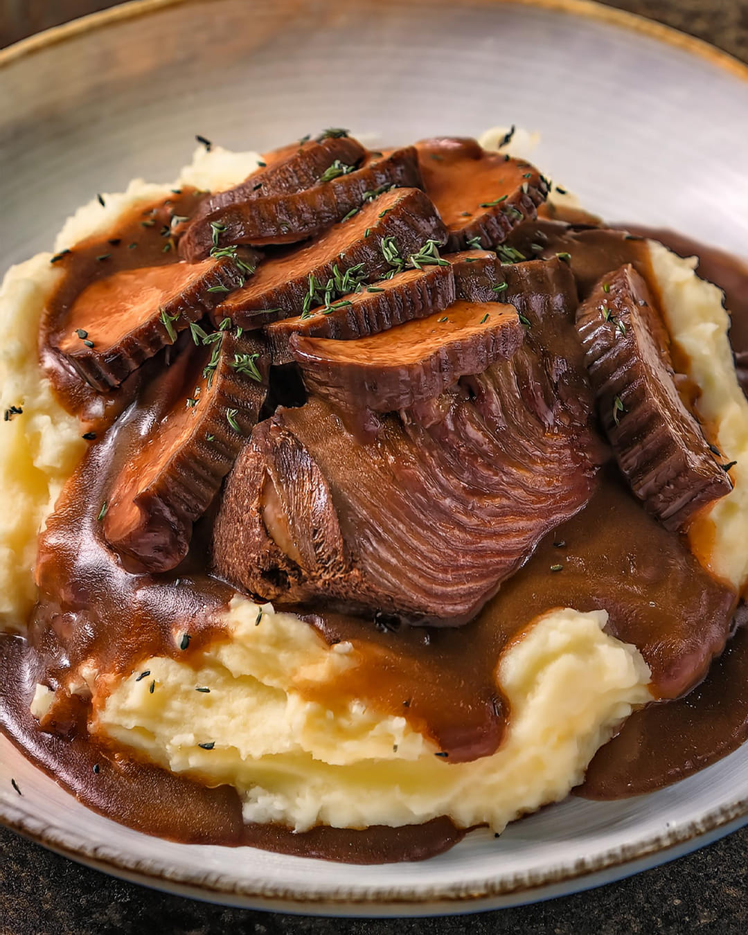 Pot Roast over Mashed Potatoes