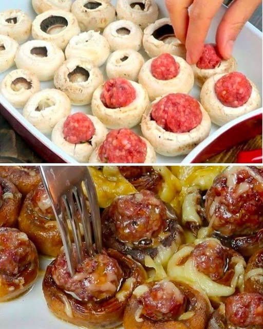 Stuffed mushrooms with meatballs: a simple recipe for a quick and delicious dinner