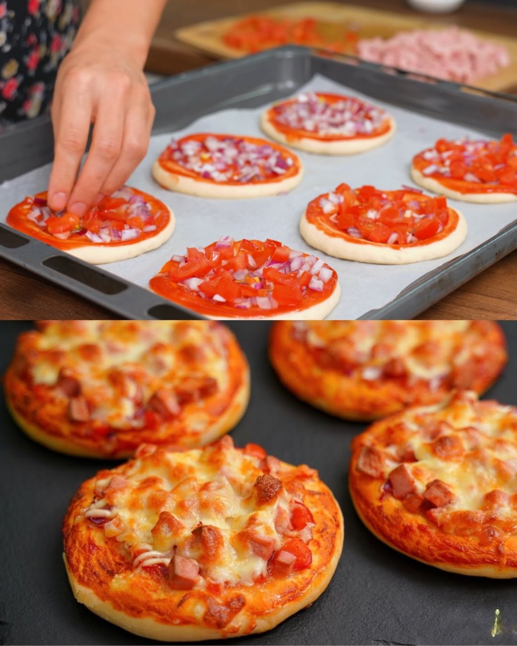 Mini Pizzas with Sausage and Cheese