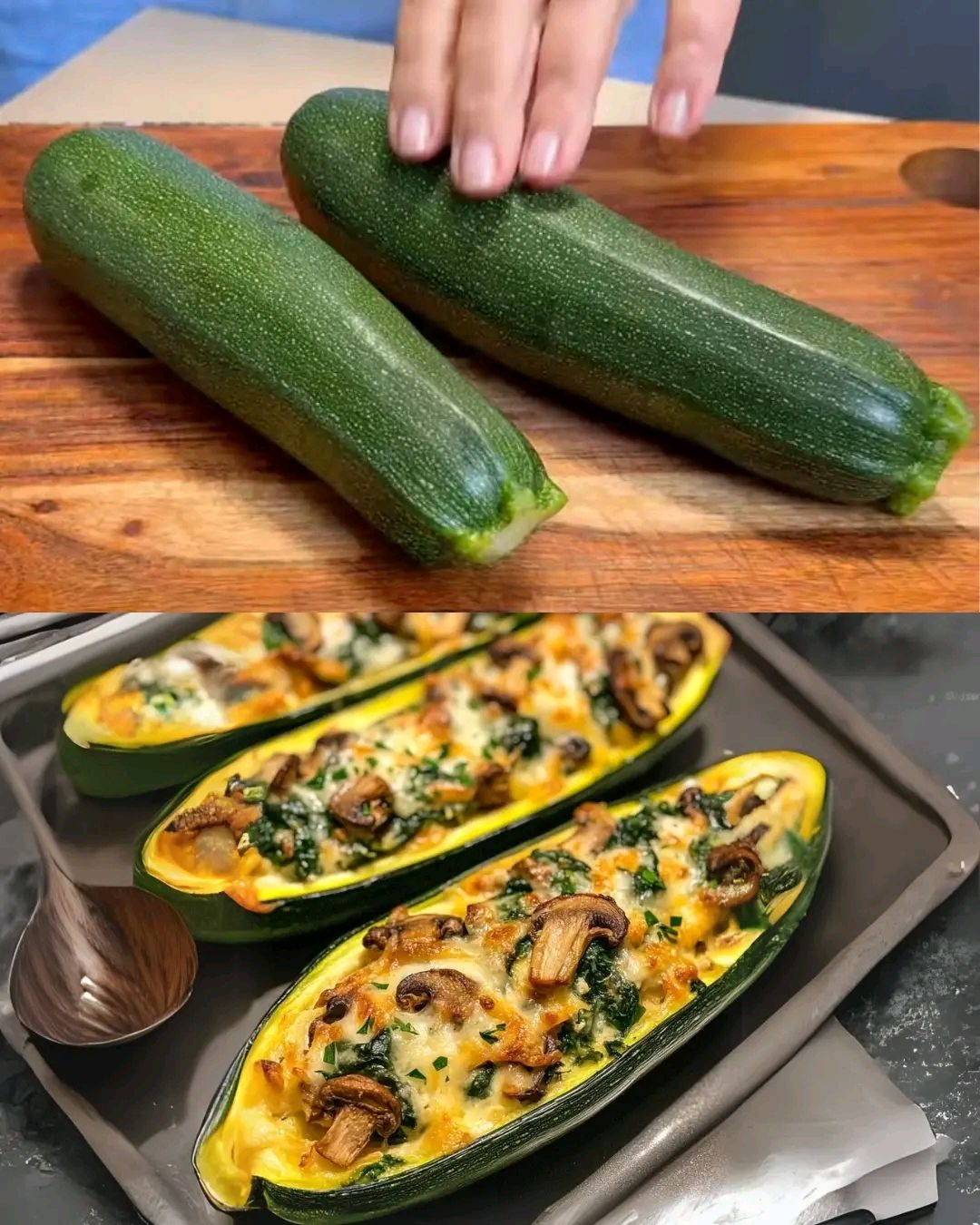 Stuffed Zucchini Boats with Ricotta and Mushrooms