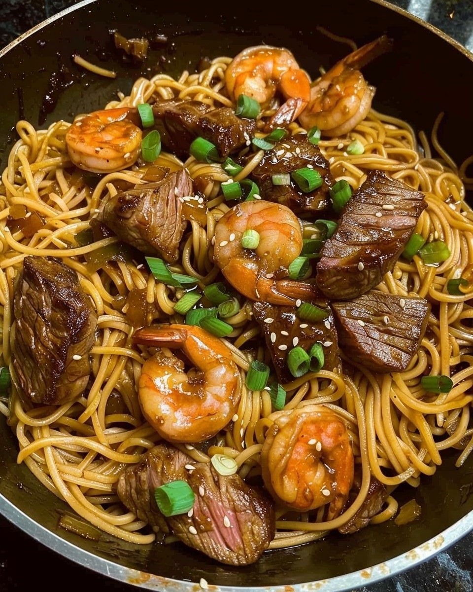 Shrimp & Teriyaki Steak Noodles