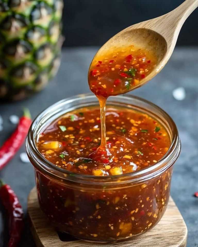 A sweet and spicy chili pineapple sauce that adds a tropical kick to grilled meats, seafood, and stir-fries